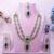 Green yellow gold premium designer american diamond and stone work necklace set