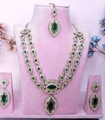 Green yellow gold premium designer american diamond and stone work necklace set
