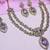 Purple yellow gold premium designer american diamond and stone work necklace set