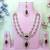 Maroon yellow gold premium designer american diamond and stone work necklace set