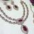 Maroon yellow gold premium designer american diamond and stone work necklace set