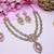 Pink yellow gold premium designer american diamond and stone work necklace set