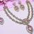 Pink yellow gold premium designer american diamond and stone work necklace set