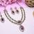 Purple yellow gold premium designer american diamond and stone work necklace set