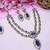 Blue yellow gold premium designer american diamond and stone work necklace set
