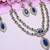 Blue yellow gold premium designer american diamond and stone work necklace set