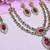Pink yellow gold premium designer american diamond and stone work necklace set