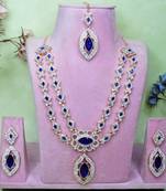 Blue rose gold premium designer american diamond and stone work necklace set