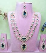 Green rose gold premium designer american diamond and stone work necklace set