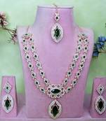 Green rose gold premium designer american diamond and stone work necklace set