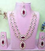 Purple rose gold premium designer american diamond and stone work necklace set
