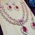 Pink rose gold premium designer american diamond and stone work necklace set