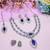 Blue rhodium premium designer american diamond and stone work necklace set