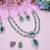 Green rhodium premium designer american diamond and stone work necklace set