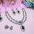 Green rhodium premium designer american diamond and stone work necklace set