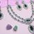 Green rhodium premium designer american diamond and stone work necklace set