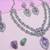 Purple rhodium premium designer american diamond and stone work necklace set
