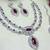 Maroon rhodium premium designer american diamond and stone work necklace set