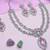 Pink rhodium premium designer american diamond and stone work necklace set
