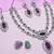 Purple rhodium premium designer american diamond and stone work necklace set