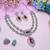 Pink rhodium premium designer american diamond and stone work necklace set