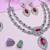 Pink rhodium premium designer american diamond and stone work necklace set