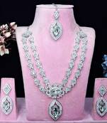 White rhodium premium designer american diamond and stone work necklace set
