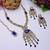 Blue yellow gold premium designer american diamond and stone work necklace set