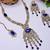 Blue yellow gold premium designer american diamond and stone work necklace set
