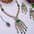 Green yellow gold premium designer american diamond and stone work necklace set