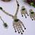 Green yellow gold premium designer american diamond and stone work necklace set