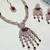 Maroon yellow gold premium designer american diamond and stone work necklace set