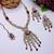 Purple yellow gold premium designer american diamond and stone work necklace set