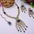 Blue yellow gold premium designer american diamond and stone work necklace set
