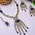 Blue yellow gold premium designer american diamond and stone work necklace set