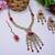 Pink yellow gold premium designer american diamond and stone work necklace set