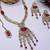 Pink yellow gold premium designer american diamond and stone work necklace set