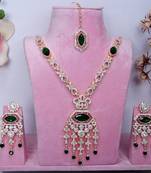 Green rose gold premium designer american diamond and stone work necklace set