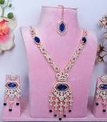 Blue rose gold premium designer american diamond and stone work necklace set