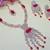 Pink rose gold premium designer american diamond and stone work necklace set