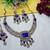 Blue yellow gold premium designer american diamond and stone work necklace set