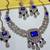 Blue yellow gold premium designer american diamond and stone work necklace set