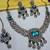 Green yellow gold premium designer american diamond and stone work necklace set