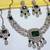 Green yellow gold premium designer american diamond and stone work necklace set