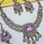 Purple yellow gold premium designer american diamond and stone work necklace set