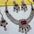 Maroon yellow gold premium designer american diamond and stone work necklace set