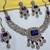 Blue yellow gold premium designer american diamond and stone work necklace set