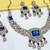Blue yellow gold premium designer american diamond and stone work necklace set