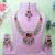 Pink yellow gold premium designer american diamond and stone work necklace set