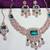 Green rose gold premium designer american diamond and stone work necklace set